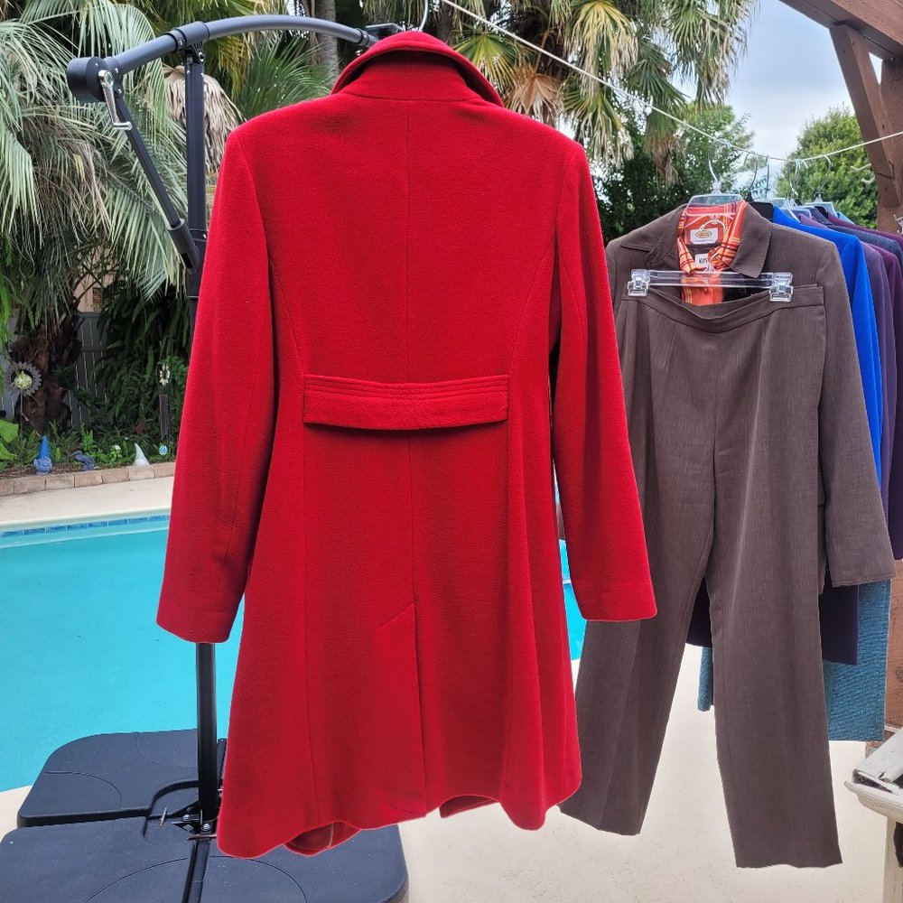 Scarcely-worn red wool winter coat by Fleet Street - Picture 2 of 6